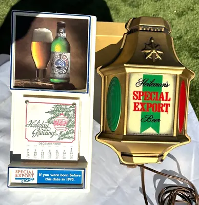 Heilemans Special Export Beer Lighted Sign 1976 And 1991 Calendar Vintage Lot • $35