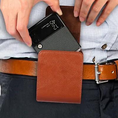$11.99 • Buy For Samsung Galaxy Z Flip3 5G/Z Flip4 Belt Clip Holster Holder Leather Bag Case 