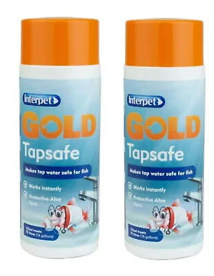 2 X Interpet Gold Tap Safe Goldfish Bowl Tank Tap Water Treatment Solution 125ml • £9.98