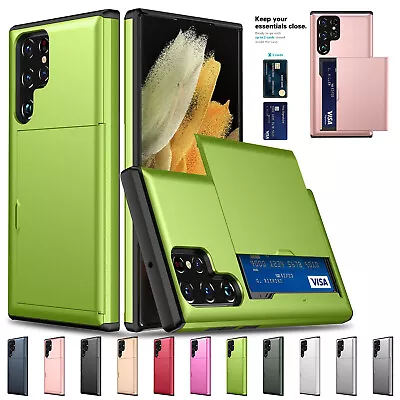 $11.10 • Buy For Samsung S22 S21 Note 20 Ultra S20 S10 Plus Wallet Hard Case Card Slot Holder