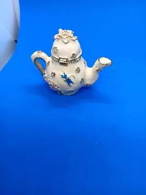 Floral Teapot Trinket Box  Enameltrd Metal • $10