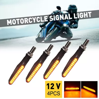 4PC Amber LED Mini Motorcycle Turn Signals Indicator Light Lamp 12V Universal • $12.99