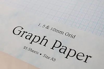 A3 SINGLE OR DOUBLE SIDED 120GSM SMOOTH GRAPH PAPER. 1mm 5mm 10mm SQUARED GRID • £7.99
