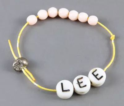 VTG Hospital ID Bracelet MILK GLASS BEADS Pink Girls Infants Baby NAME OF LEE • $20.80