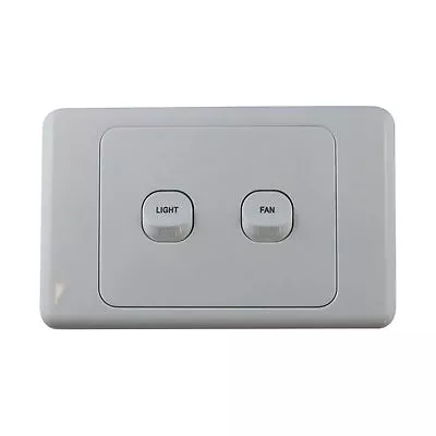 2 Gang Wall Switch - PRINTED WITH FAN & LIGHT - Electrical Light Switch - SAA • $12.99