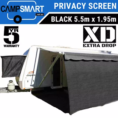 Campsmart XD 5.5m Black Caravan Privacy Screen 1.95m Extra Drop Roll Out Awning • $112.95