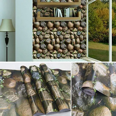 3D Stone Brick Wallpaper Background Modern Vinyl Film Sticker Wall Self-adhesive • $43.10