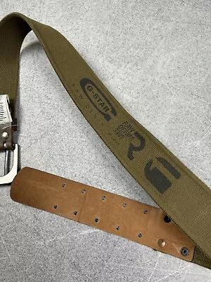 G Star Raw Luca Mix Canvas Leather Belt Medium Olive Brown  • $45