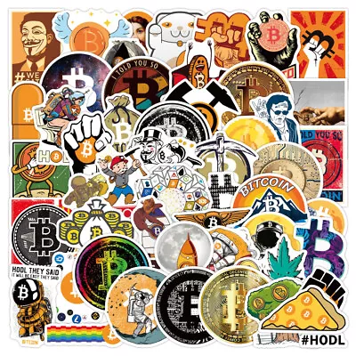 50PS Bitcoin Bitcoins Style Decal Waterproof Vinyl Sticker For Laptop Bottle • $5.99
