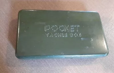 Old Vintage POCKET TACKLE BOX - Metal - Green Finish -Good Condition • $14.99