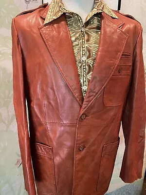 J Riggins Rust Leather Jacket Vintage Guc Stylized Street Disco 80’s Med. • $75