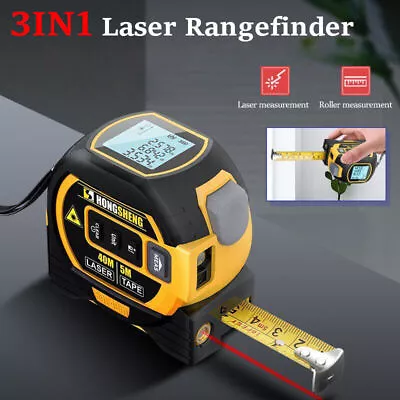 3IN1 40M Digital Measure Tape Laser Distance Meter Measuring Tool Range Finder • £26.99