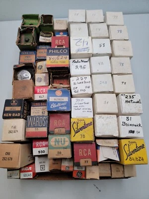 $18.99 • Buy Flat Of Vacuum Tubes Bulk Lot Of (50+) Boxed Vintage Radio Tubes 42 58 78 6L7 56