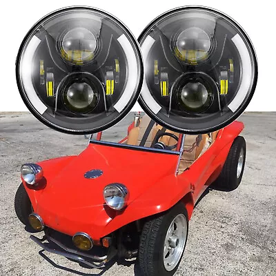 For VW Dune Buggy / Rail Buggy 7  Round LED Headlight Hi/Lo Beam DRL Turn Signal • $90.80