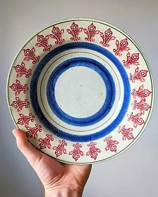 £200 • Buy Antique Scottish 19th Century Spongeware Pottery Fleur De Lis Bowl Dish
