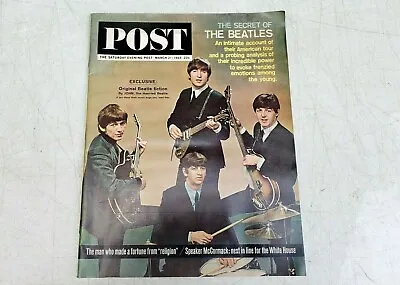 The Beatles Saturday Evening Post 1st American Tour March 21 1964 Magazine • $225