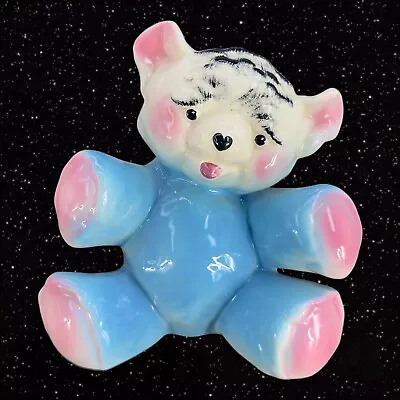 1950s Morton Teddy Bear Planter Pottery Ceramic MCM Pottery Pink Blue Vintage • $22.50