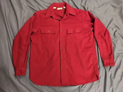 $33.95 • Buy Vintage LL Bean Shirt Mens Size 16.5 Button Up Red Chamois Cloth 