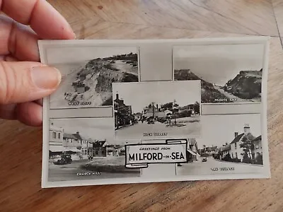 Postcard Multiview Milford On Sea C1955 • £3