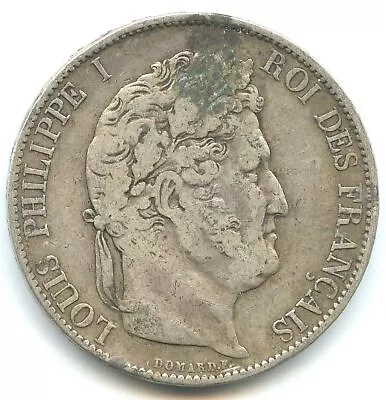 5 Silver Francs Louis Philippe I 1844 W N°E5612 • £24.76