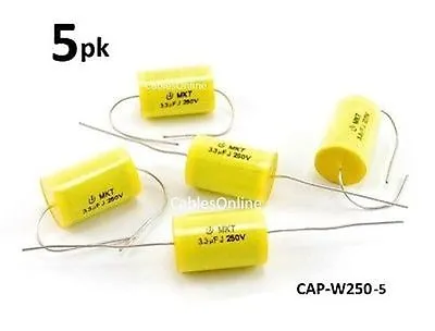 5-PACK Metallized Polyester Film Capacitor MKT 3.3uF J 250V CAP-W250-5 • $16.89