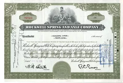 Rockwell Spring & Axle Co - Original Stock Certificate - 1953 - P07923 • $8.53