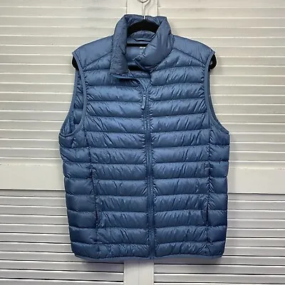 Uniqlo Puffer Vest Womens Small Blue Sleeveless Full Zip Up Zipper Pockets • $34.95
