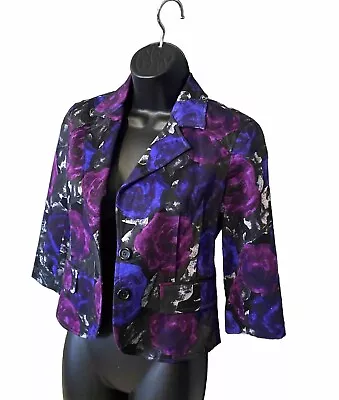 Michael Kors Crop Jacket Small Petite Abstract Purple • $11.77