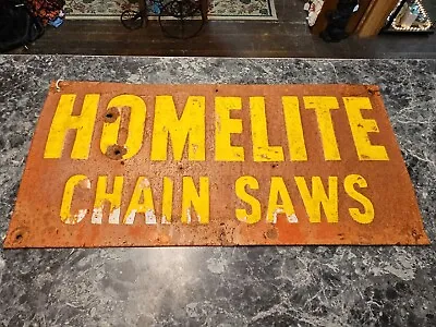 Original Vintage Embossed Homelite Chain Saws Sign Rustic Weathered • $300