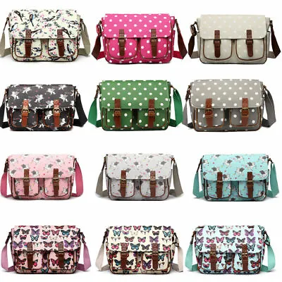 Ladies Oilcloth Shoulder Bag Girls School Messenger Bag Travel Holiday Bag A4 • £11.99