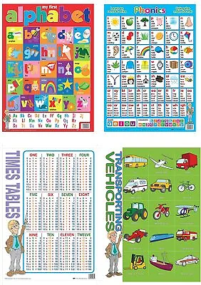 20 Engaging Educational Posters & Colourful Wall Charts For Children Laminated • £15.99
