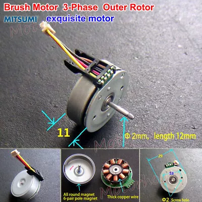 Mitsumi 3-Phase Mini Brushless Motor External Outer Rotor DIY Fan RC Drone Model • $2.75