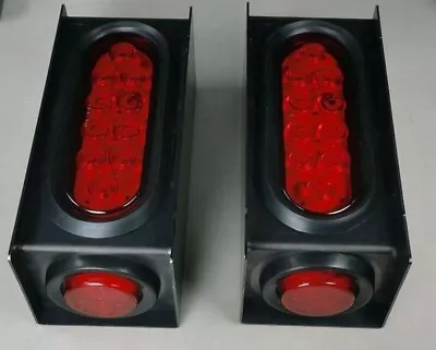 Two Trailer/Truck Red 6  Oval Tail + 2  Marker LED Lights With Housing Steel Box • $38.58