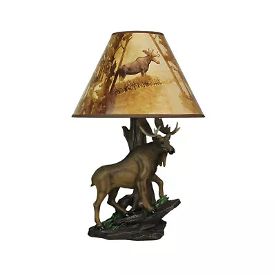 Zeckos Zeckos North American Bull Moose Table Lamp With Printed Shade • $99.99