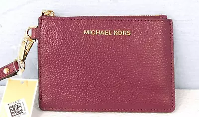 MICHAEL KORS Jet Set ID Card Case Coin Wallet~Bordeaux Berry #32T7GM9POL • $39.95