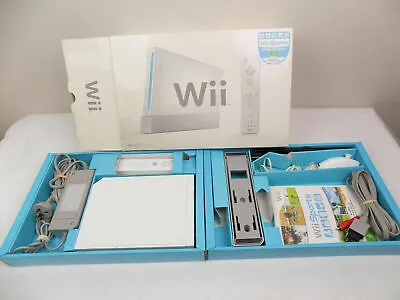 Boxed Nintendo Wii Console + Controller + Nunchuck + Game Wii Sports Bundle • $159
