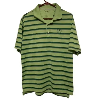 Myrtle Beach National Size Medium Green Striped Adidas ClimaLite Golf Polo Shirt • $20