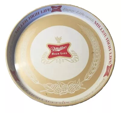 Enjoy Life With Miller High Life 12  Round Metal Beer Serving Tray Vintage • $11.99