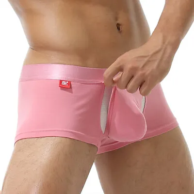 Men's Boxer Briefs Separate Convex Pouch Cotton Underwear Open Flying Panties • $7.39