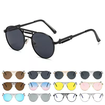 Vintage Steampunk Sunglasses Retro Round Metal Frame Hippie Style Sun Glasses • $11.99