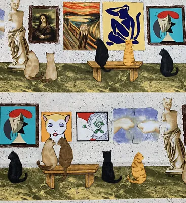 Cat Art Masterpiece Cotton Fabric Michael Miller Meowsee Hordyszynski Rare OOP • $28
