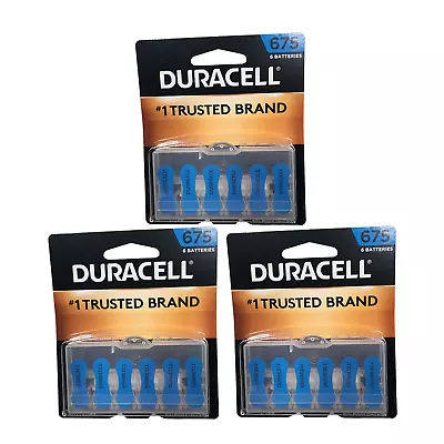 Duracell 675 Hearing Aid Batteries DA675B6 - 6 Pk X3 Total 18 Ct Exp March 2025 • $10.43
