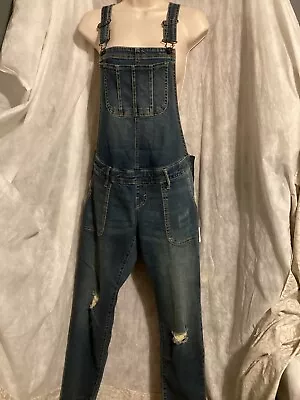 Indigo Blue Maternity Overalls Distressed Size XS NWT • $12.50