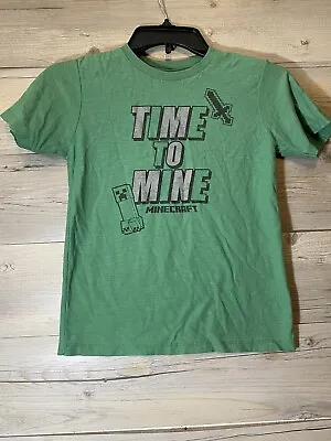 Youth Kids Mojang Minecraft Green Time To Mine Creeper T Shirt Size Small (6/7) • $8.49
