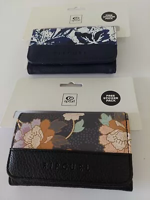 RIP CURL WALLET PURSE NEW DRIFTER WASH BLACK DK BLUE Faux Leather FREE STICKERS • $35.99