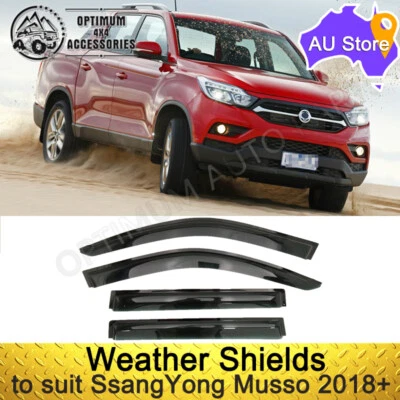 $65 • Buy Black Tinted Weather Shield Window Visor To Suit SsangYong Musso 2018-onwards