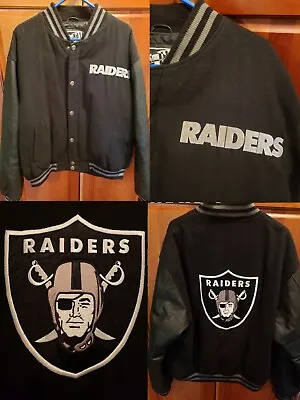 VTG RAIDERS G-III Carl Banks NFL Football Varsity Leather Jacket Size XL • $179.99