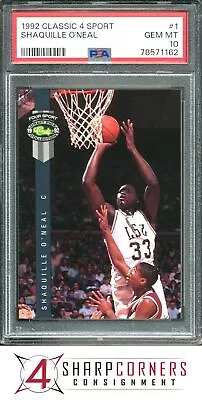 1992 Classic 4 Sport #1 Shaquille O'neal Rc Magic Hof Psa 10 X3699674-162 • $49.49