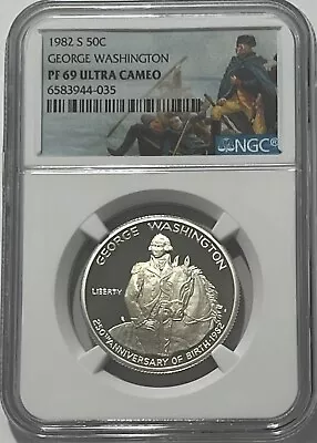 1982 S Ngc Pf69 Silver Proof George Washington Commemorative Half Dollar • $35.95