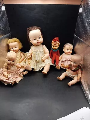 Vintage Dolls Lot Of 5 Small Medium Solf Rubber  Dolls And Clothes  (1) Elf • $49.99